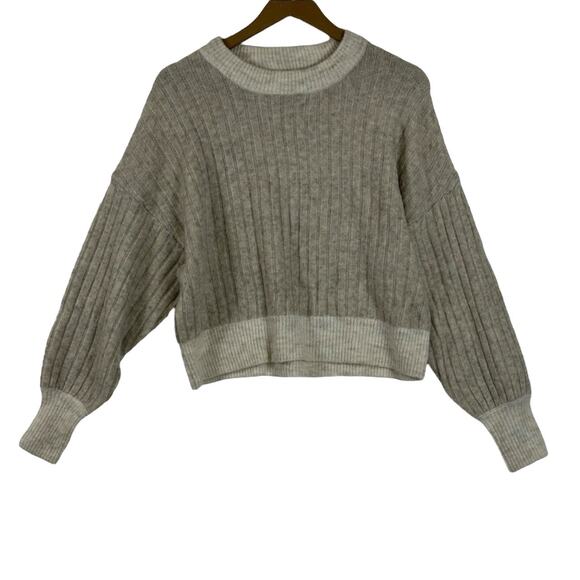 Sincerely Jules Sweater Womens S Tan Cozy Ribbed Knit Oversized Neutral Two Tone - Picture 1 of 5